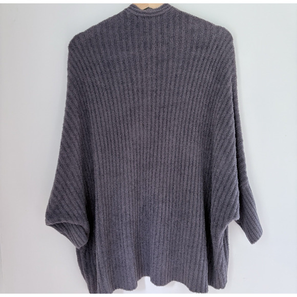BAREFOOT DREAMS Cozychic Lite Knit Open Cardigan Sweater Purple/Gray L/XL Hygge - Picture 7 of 11